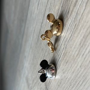 TWO Disney Micky Ears Hat Charms, silver tone, gold tone.
